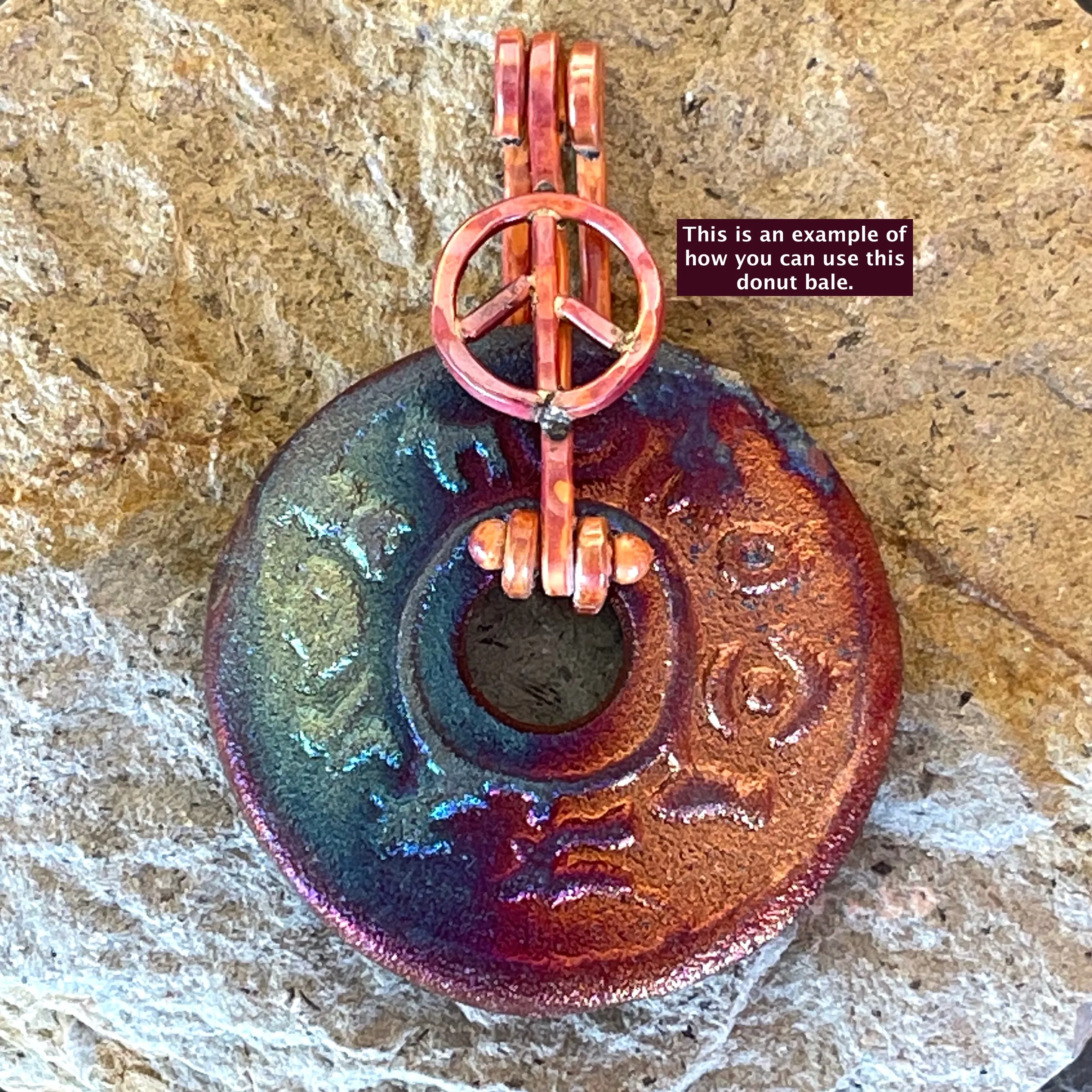 Rustic Copper Peace Symbol Bail for Necklaces