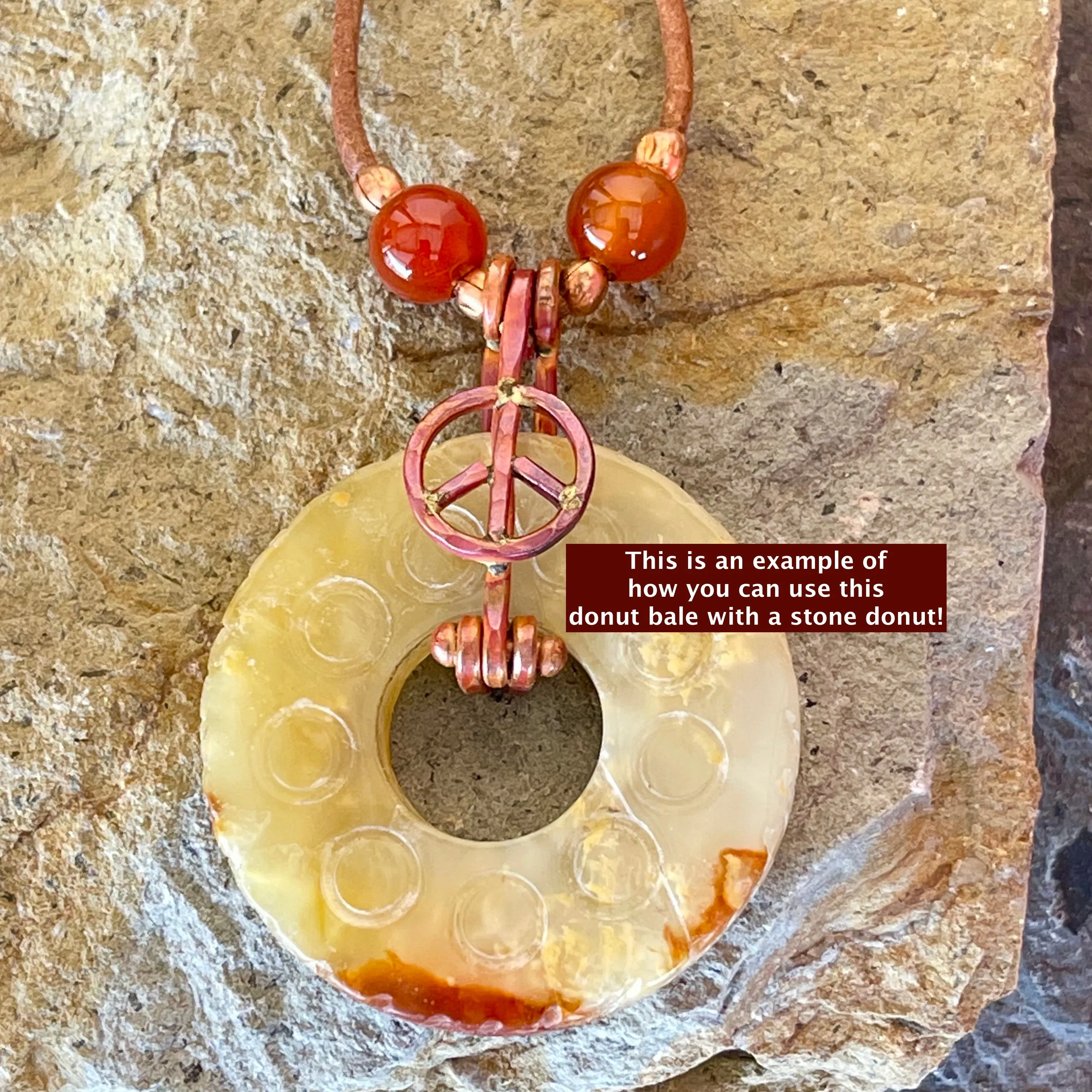 Rustic Copper Peace Symbol Bail for Necklaces