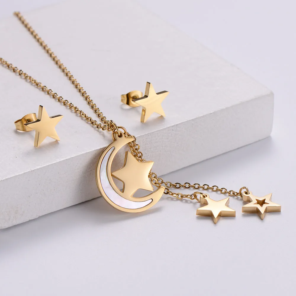 Rustic Women Geometric Metal Star Stainless Steel Electroplating Necklaces