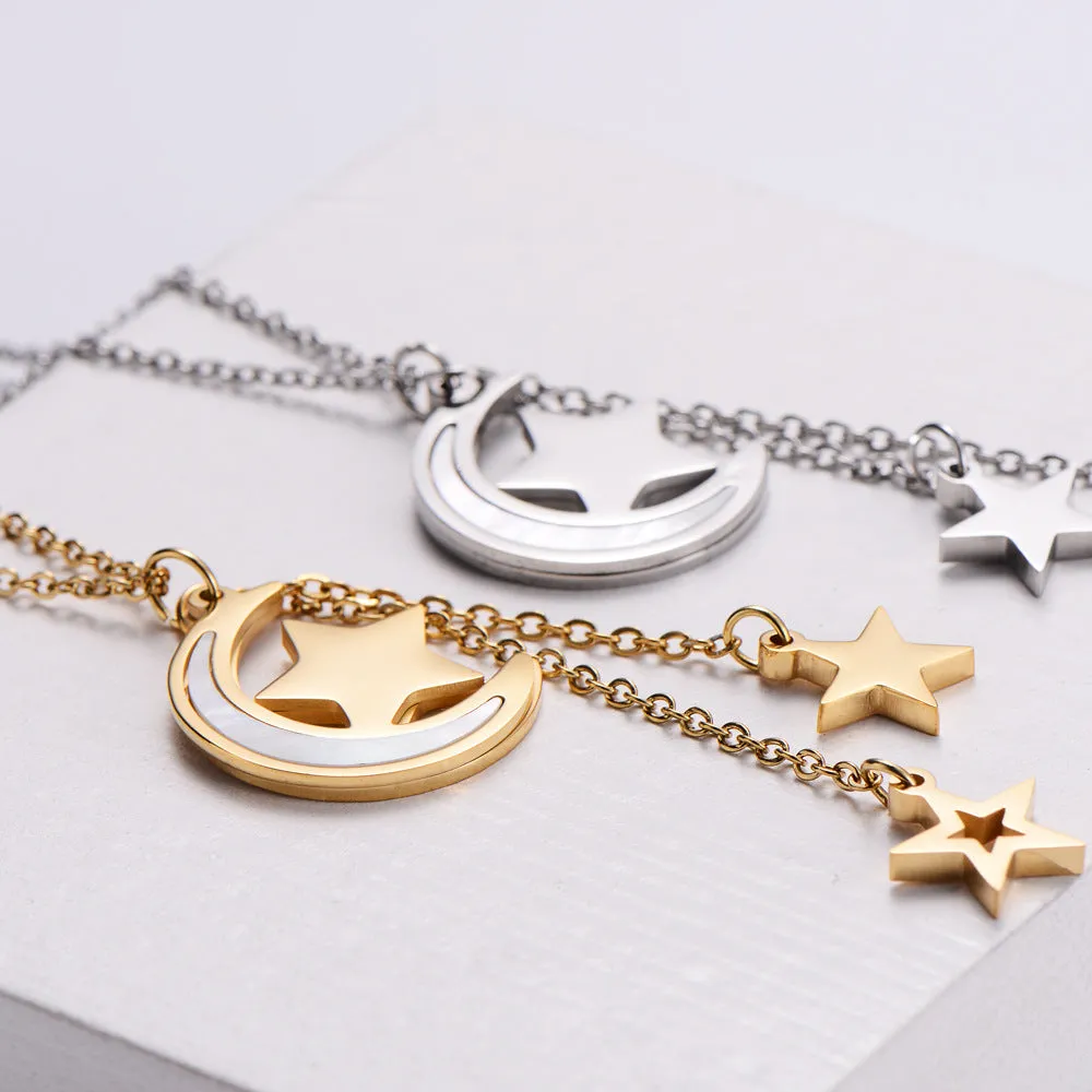 Rustic Women Geometric Metal Star Stainless Steel Electroplating Necklaces