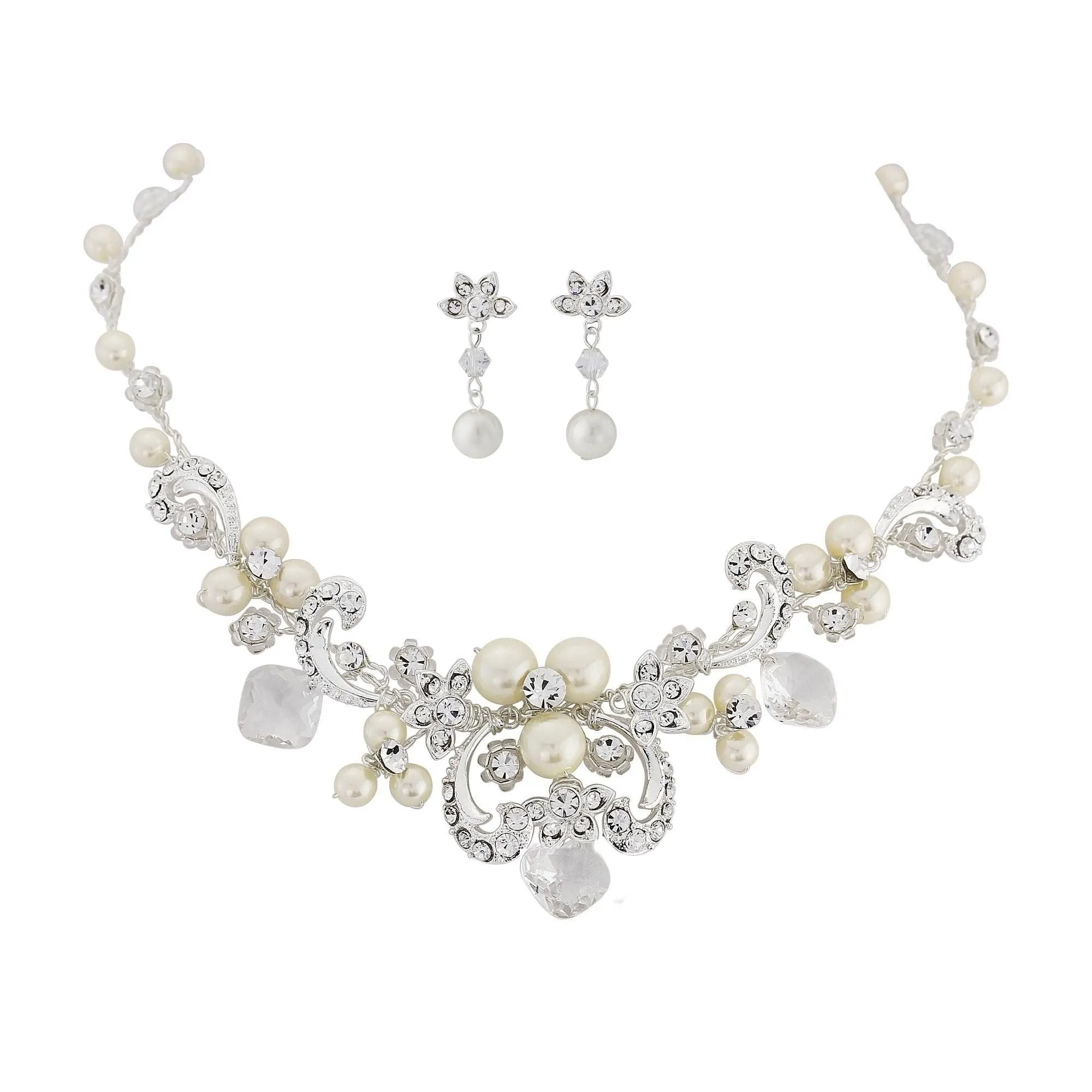 SassB Jada Crystal and Pearl Necklace Set