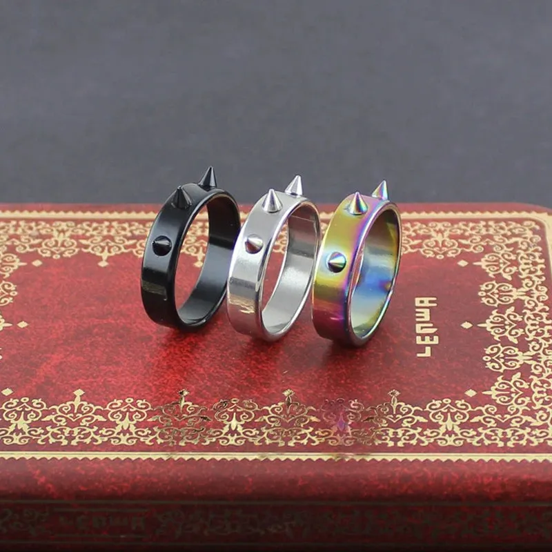 Self-Defense Steel Spiked Rivet Cone Nail Barbed Rings Punk Hip Hop Thorn Jewelry Nails For Men Women Ring Gift Party Accessorie