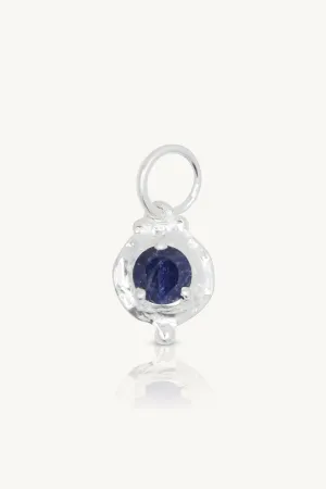 September Sapphire Silver Birthstone Necklace Charm