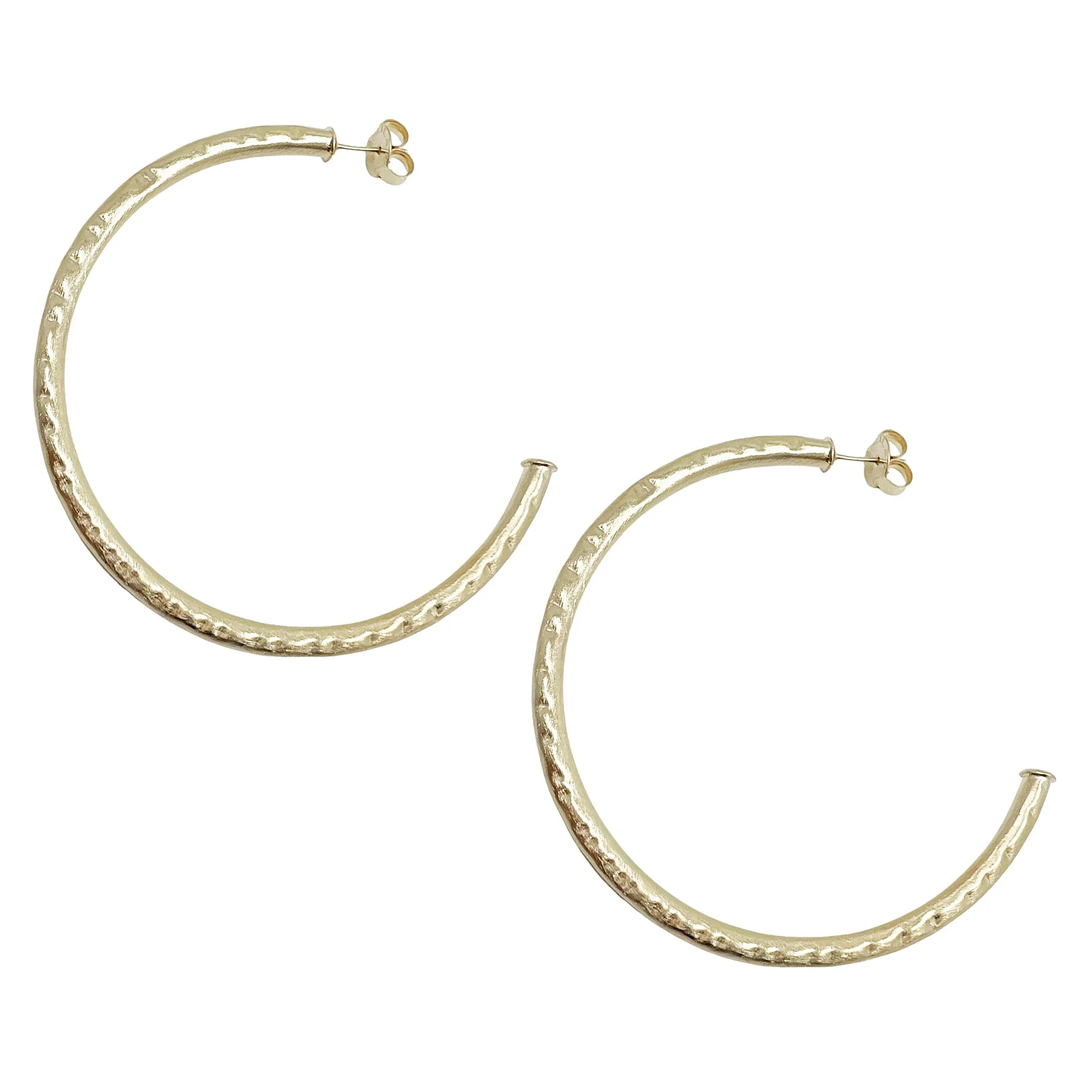 Sheila Fajl Large 2.5 Inch Everybody's Favorite Hammered Hoop Earrings in Gold