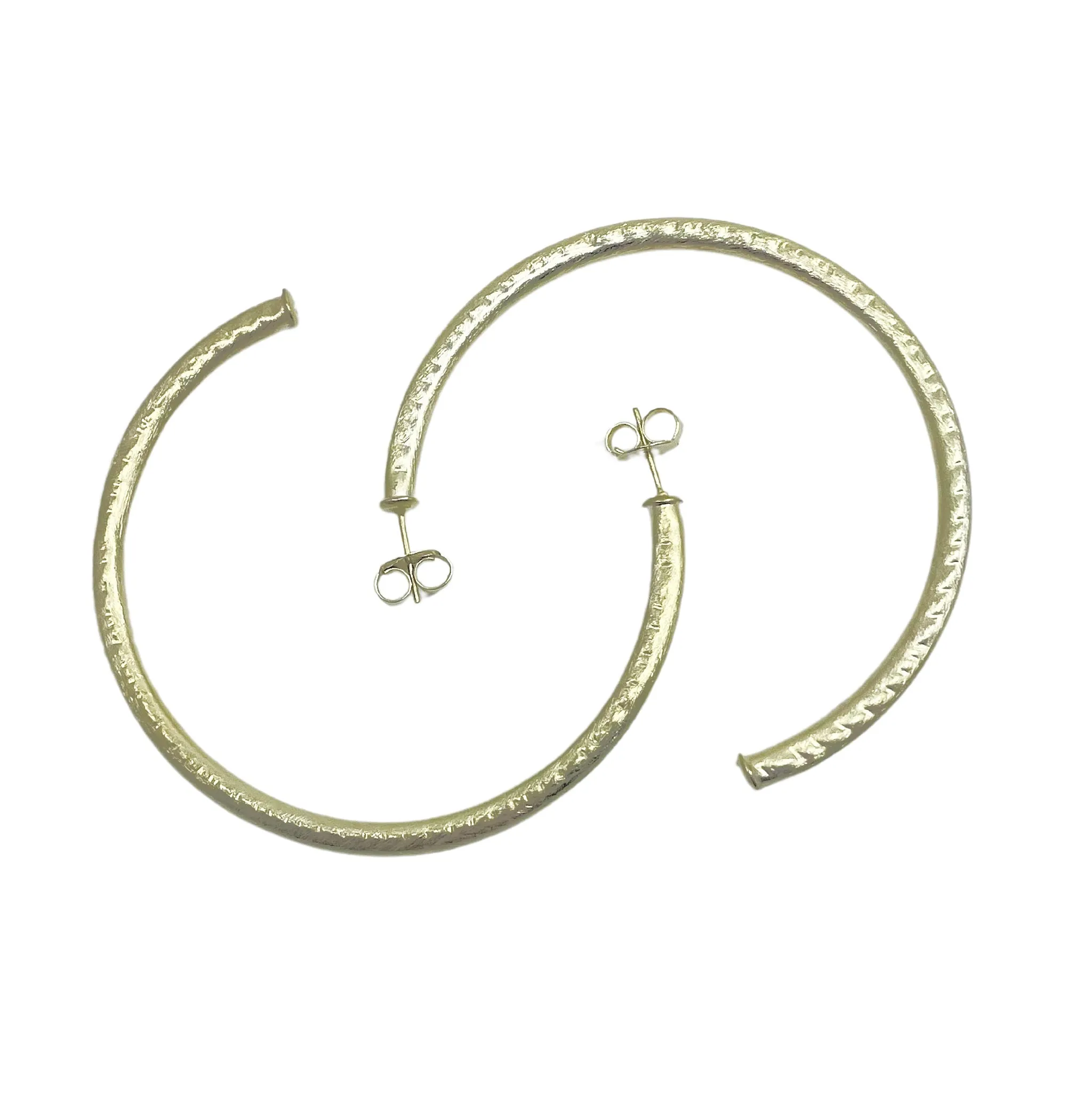 Sheila Fajl Large 2.5 Inch Everybody's Favorite Hammered Hoop Earrings in Gold