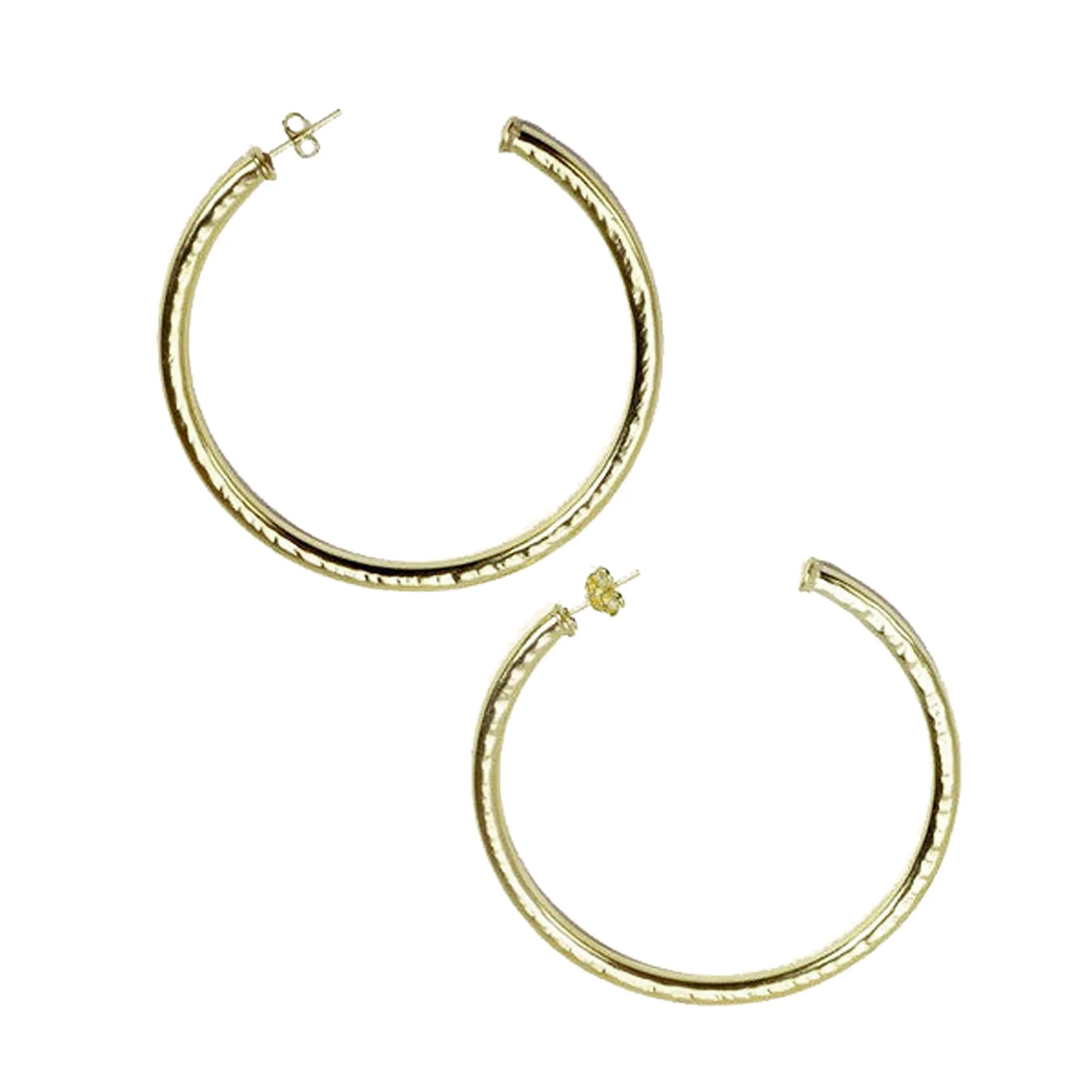 Sheila Fajl Large 2.5 Inch Everybody's Favorite Hammered Hoop Earrings in Gold