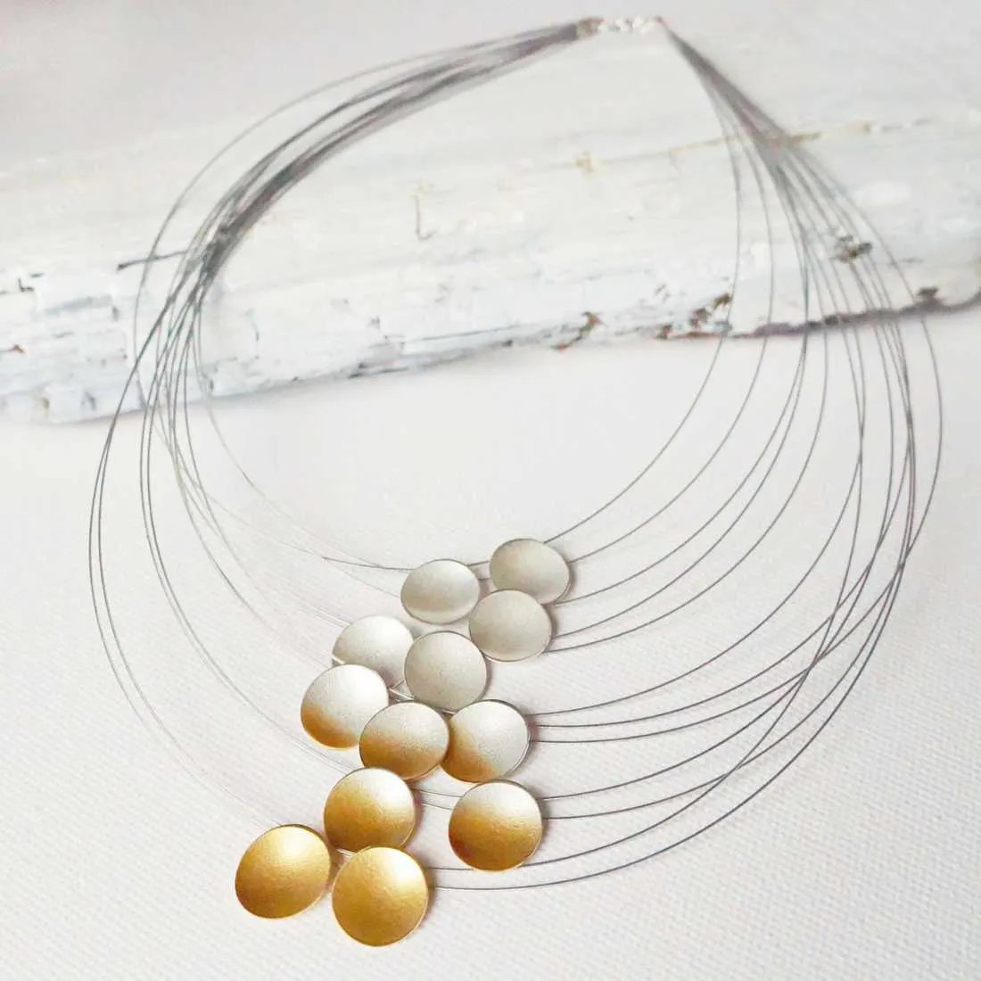 Silver and Gold Ombre 12-Strand Electra Necklace