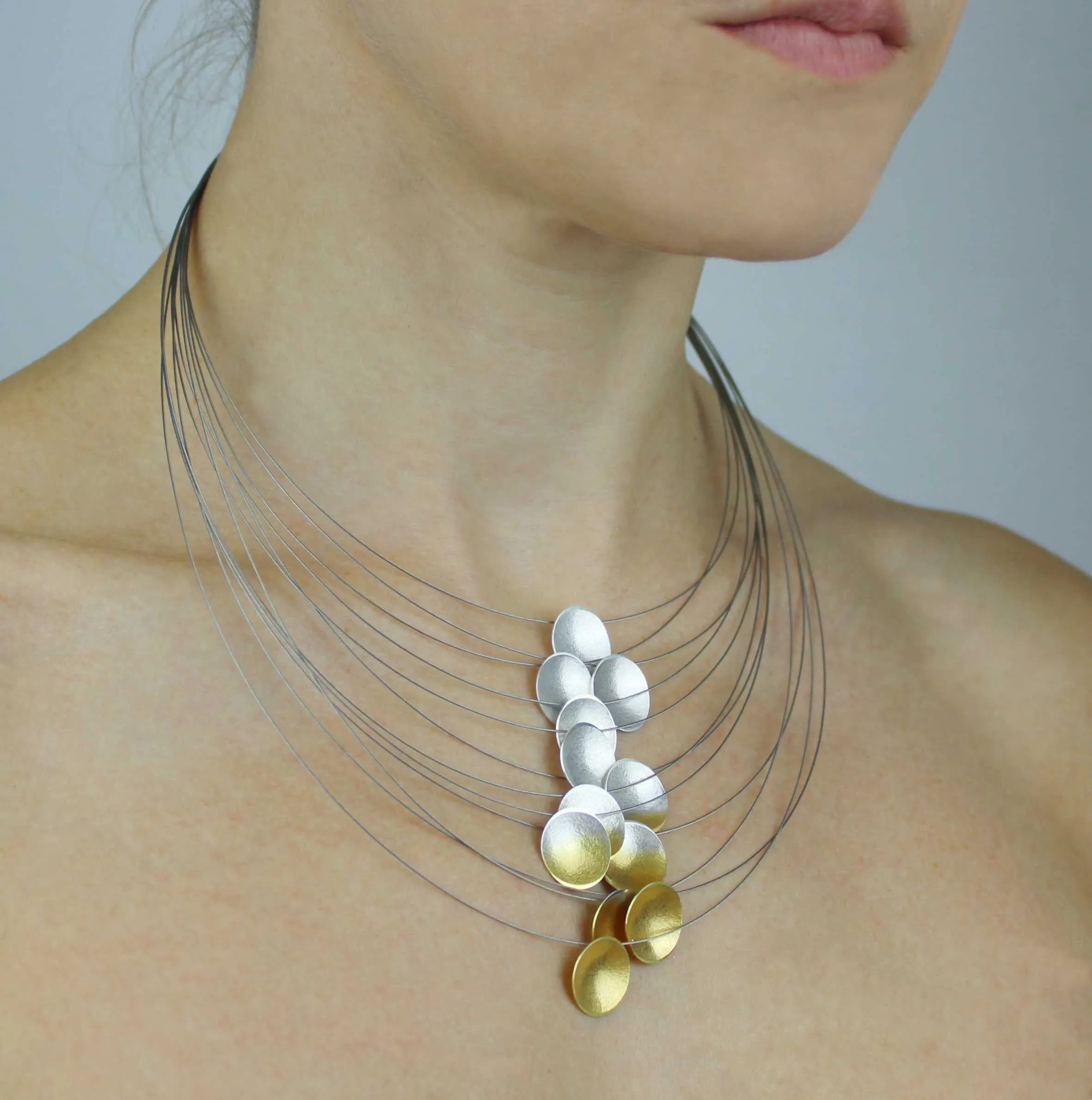 Silver and Gold Ombre 12-Strand Electra Necklace