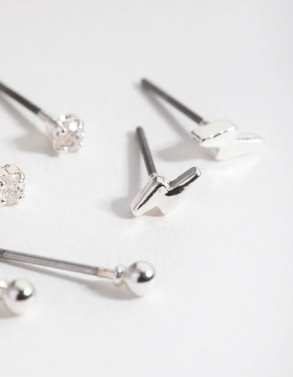 Silver Bolt & Diamante Earrings