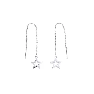 Silver Open Star Threader Earrings