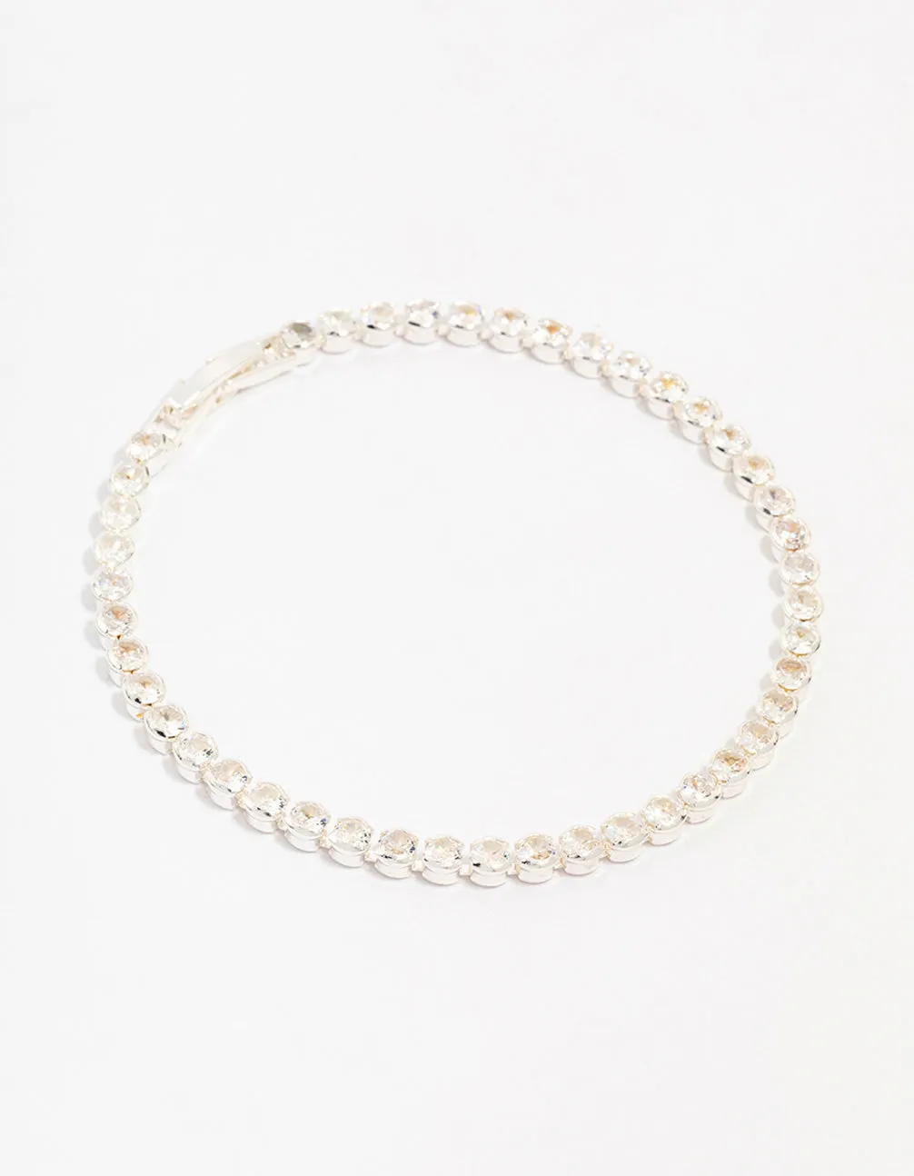 Silver Plated Brass  Single Classic Tennis Bracelet