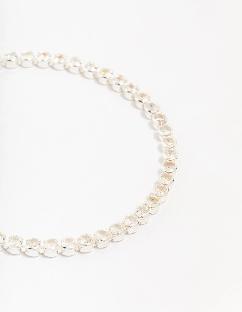 Silver Plated Brass  Single Classic Tennis Bracelet