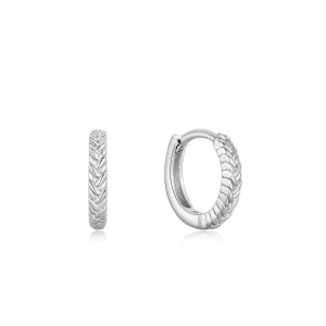 Silver Rope Huggie Hoop Earrings