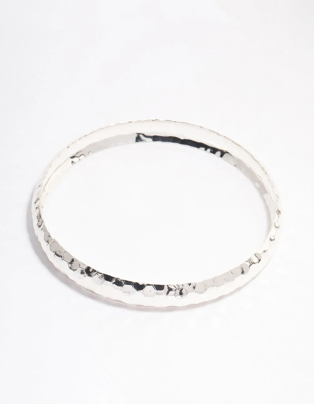 Silver Thin Hammered Bangle