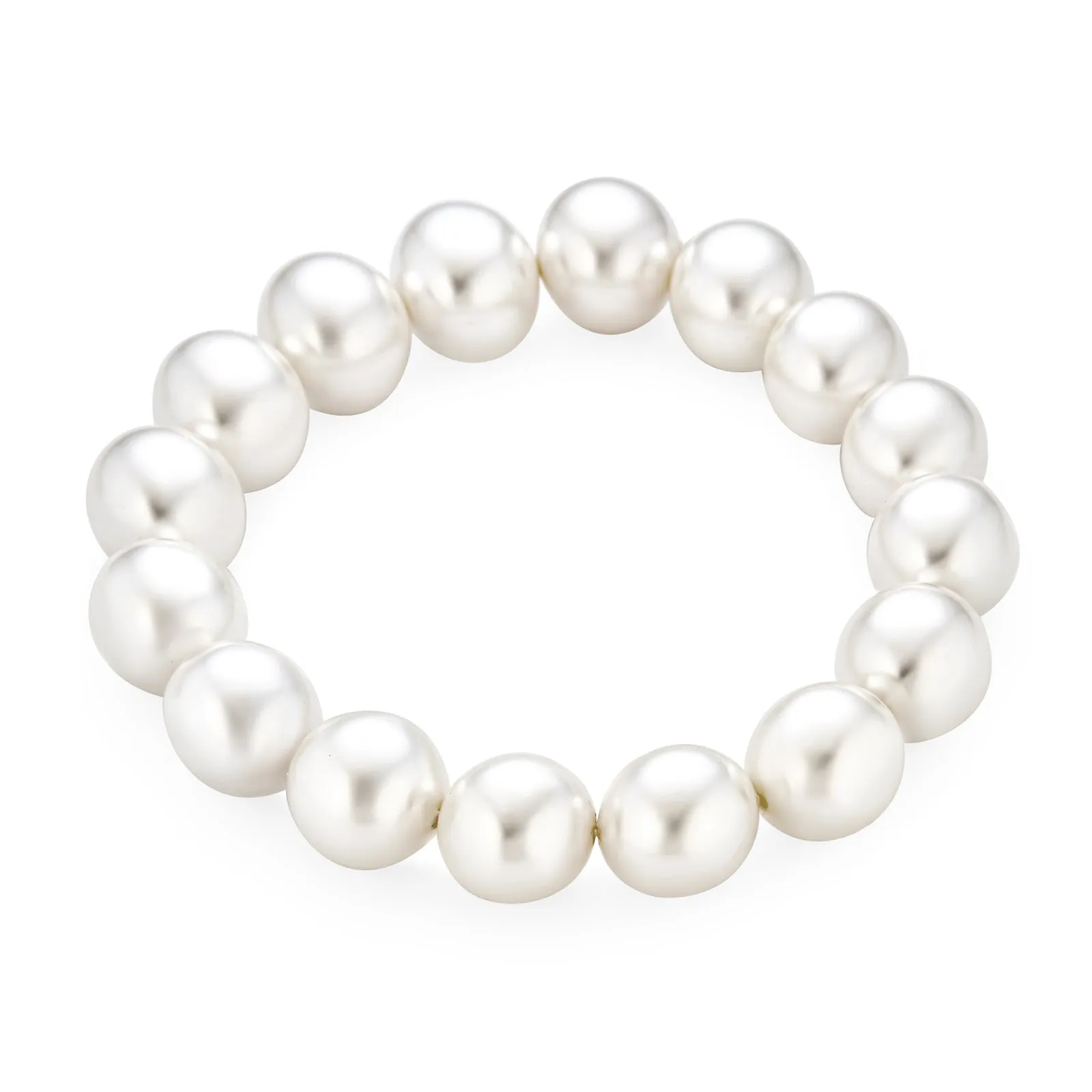 Simple Fashion Stackable Bead Simulated Pearl Stretch Bracelet Large 12MM