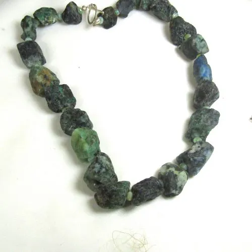 Statement Chrysocolla Rough Gemstone Nugget Necklace