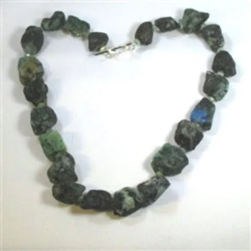 Statement Chrysocolla Rough Gemstone Nugget Necklace