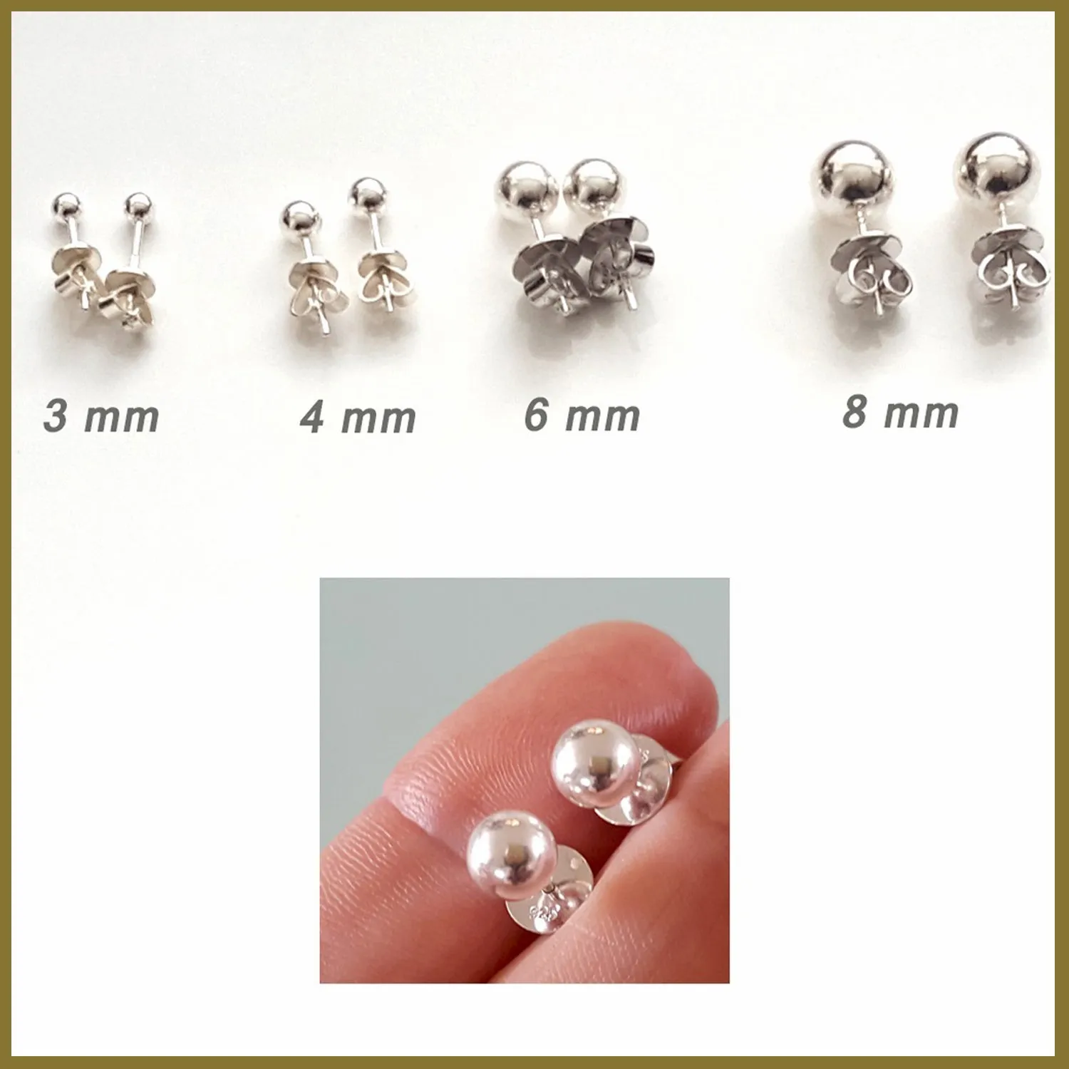 Sterling Silver 925 Ball Stud Earrings | (KJ-372E)