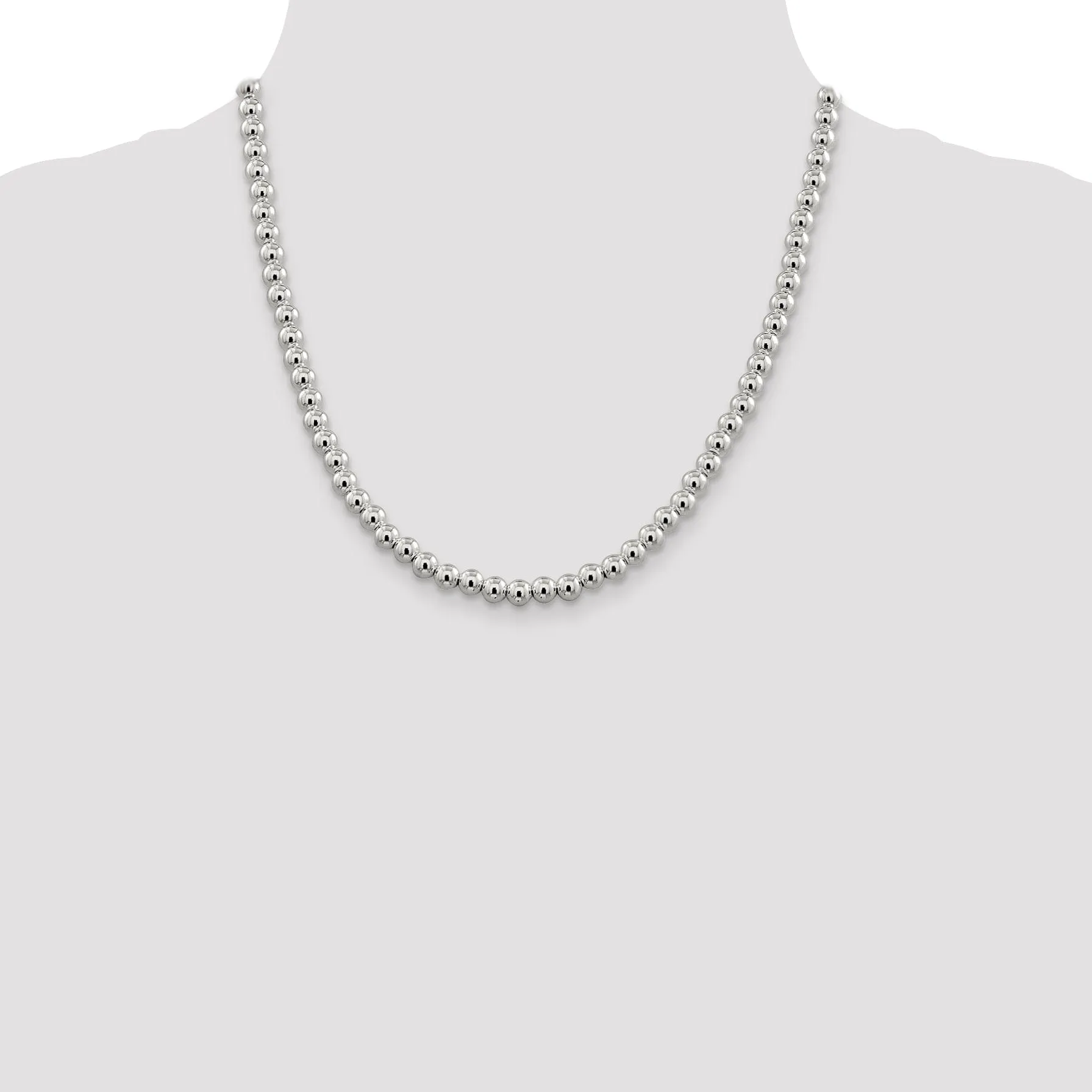 Sterling Silver Necklace Beaded Box Chain 6.10MM