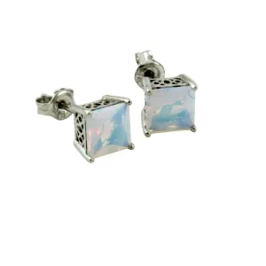 Sterling Silver "Milky" Iridescent CZ Stud Earrings