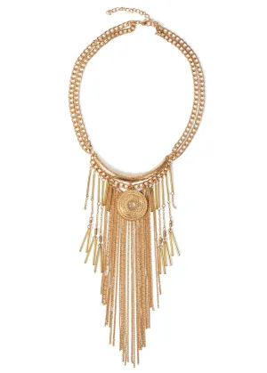 Tassel Beaded Necklace - Gold