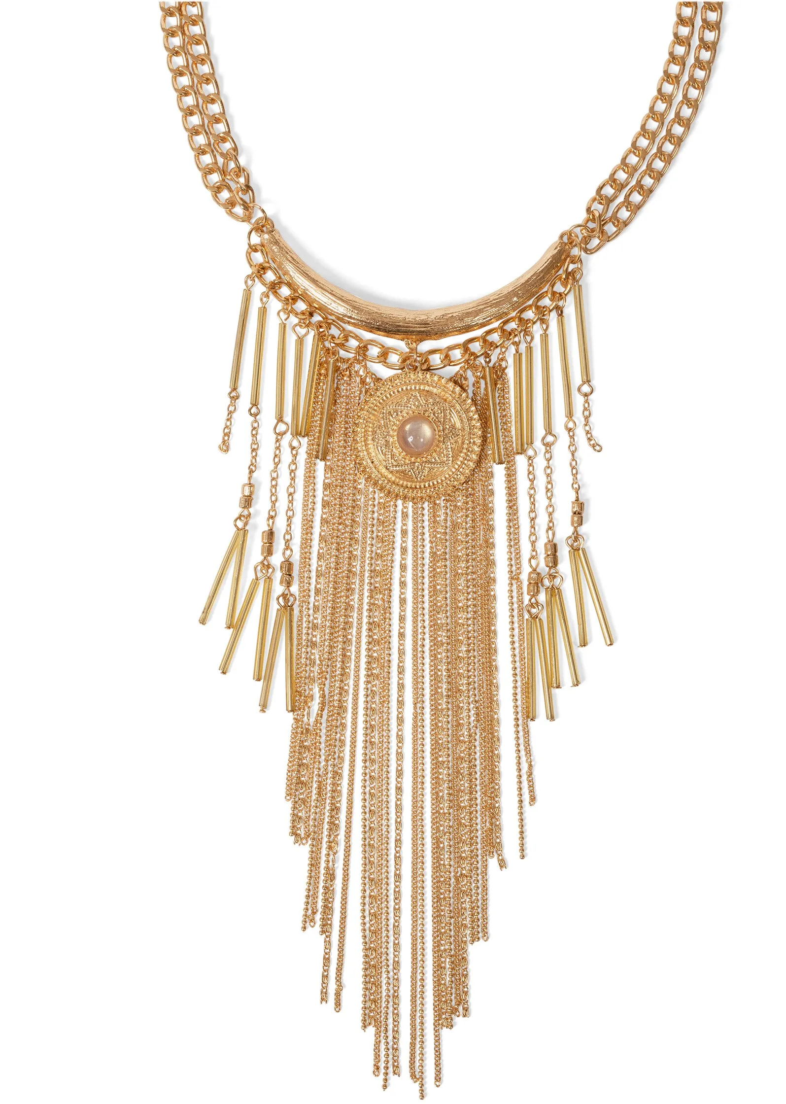 Tassel Beaded Necklace - Gold