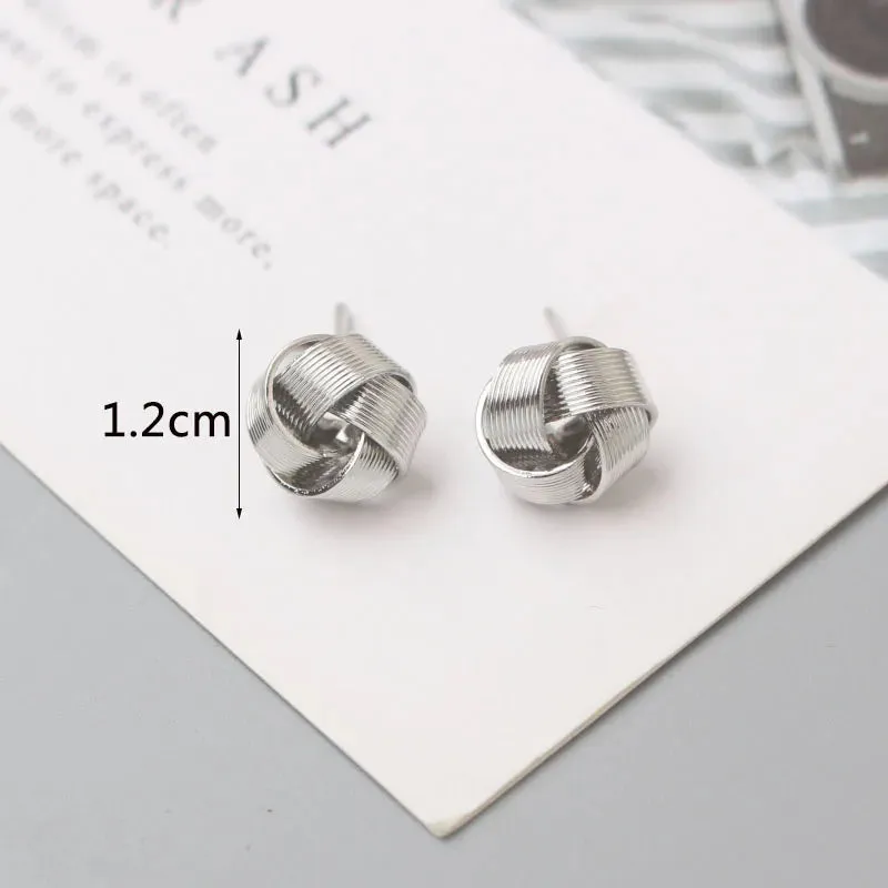 Tiny Metal Twist Round Vintage Earrings