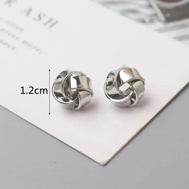 Tiny Metal Twist Round Vintage Earrings