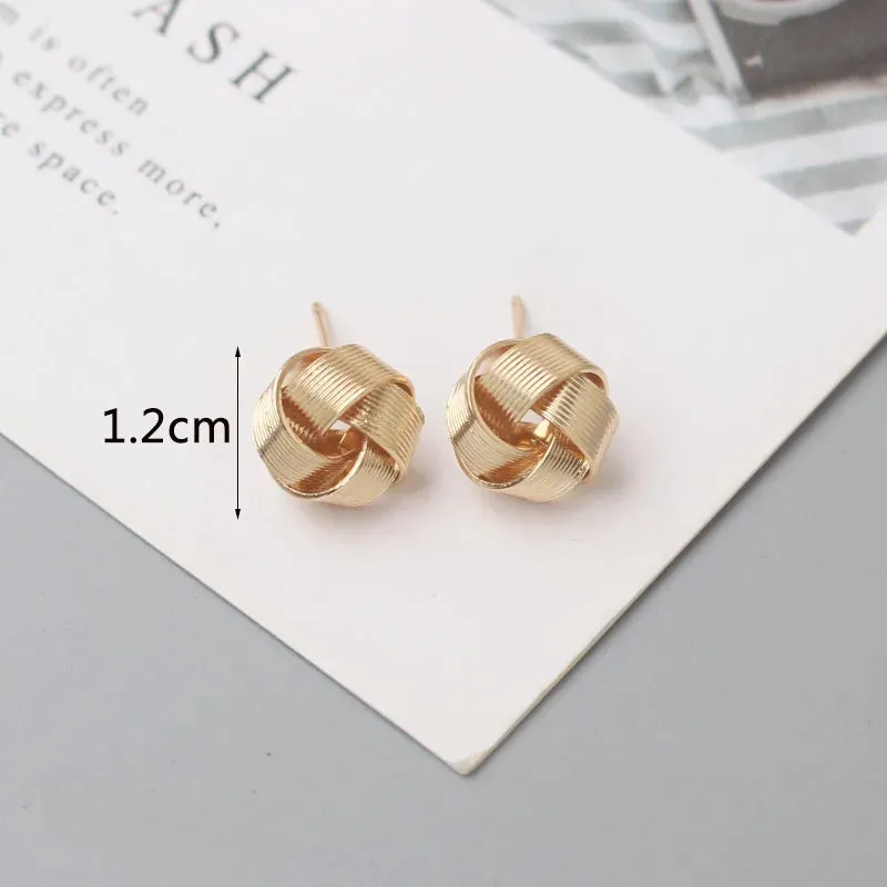 Tiny Metal Twist Round Vintage Earrings