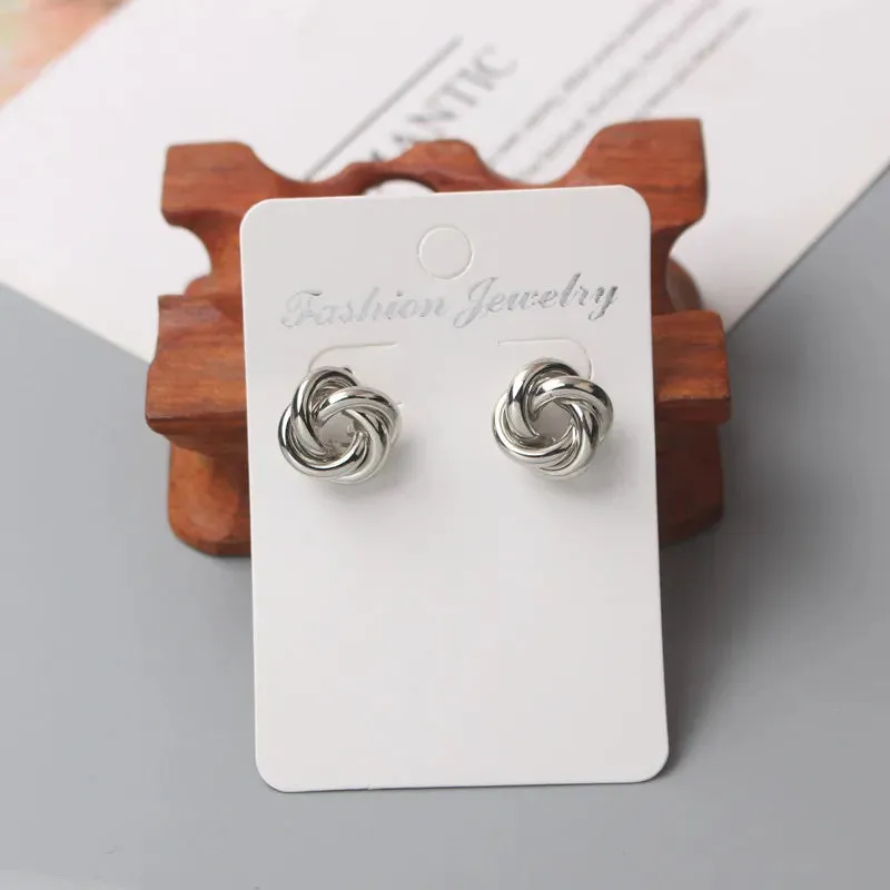 Tiny Metal Twist Round Vintage Earrings