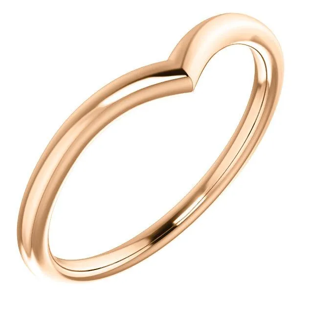 V Contour Wedding Band - Women's Plain V Shaped Curved Wedding Band