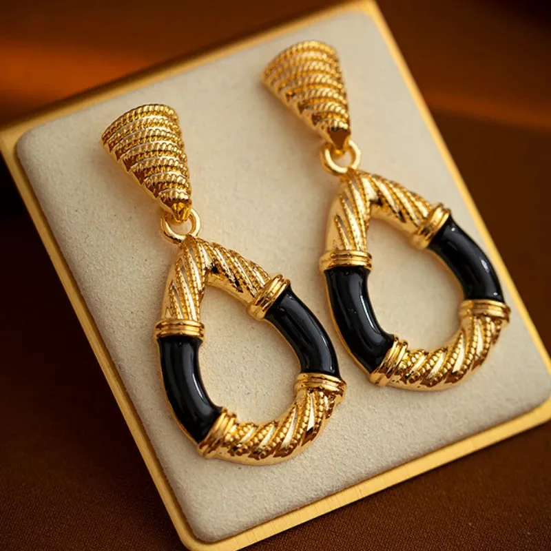 VAIGE Elegant Gold Geometric Metal Dangle Earrings