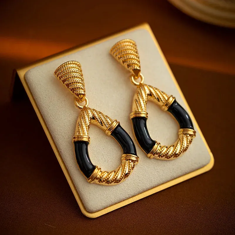 VAIGE Elegant Gold Geometric Metal Dangle Earrings