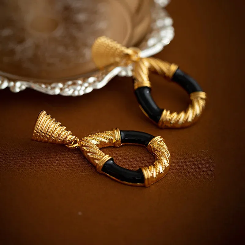 VAIGE Elegant Gold Geometric Metal Dangle Earrings