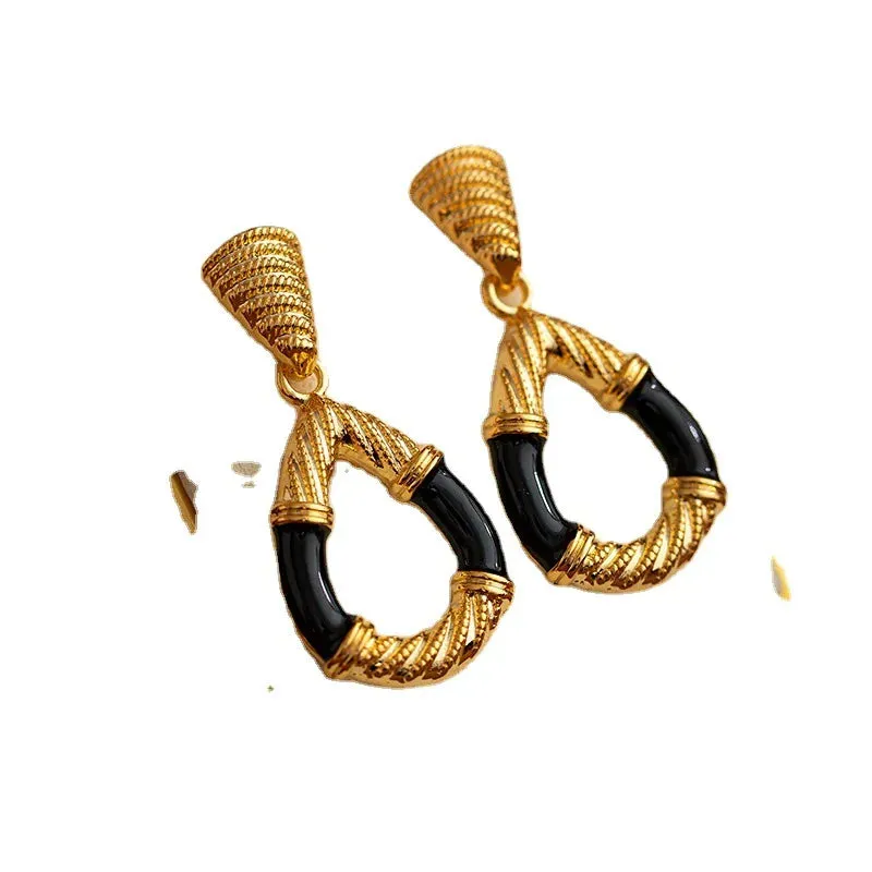 VAIGE Elegant Gold Geometric Metal Dangle Earrings