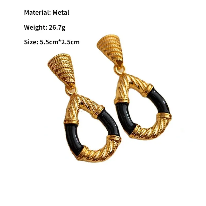 VAIGE Elegant Gold Geometric Metal Dangle Earrings