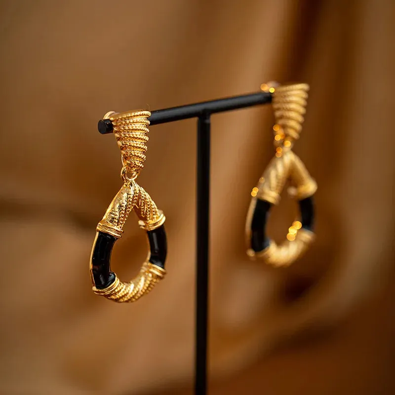 VAIGE Elegant Gold Geometric Metal Dangle Earrings