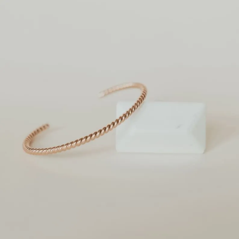 Woven Twisted Rose Gold Women's Bangle