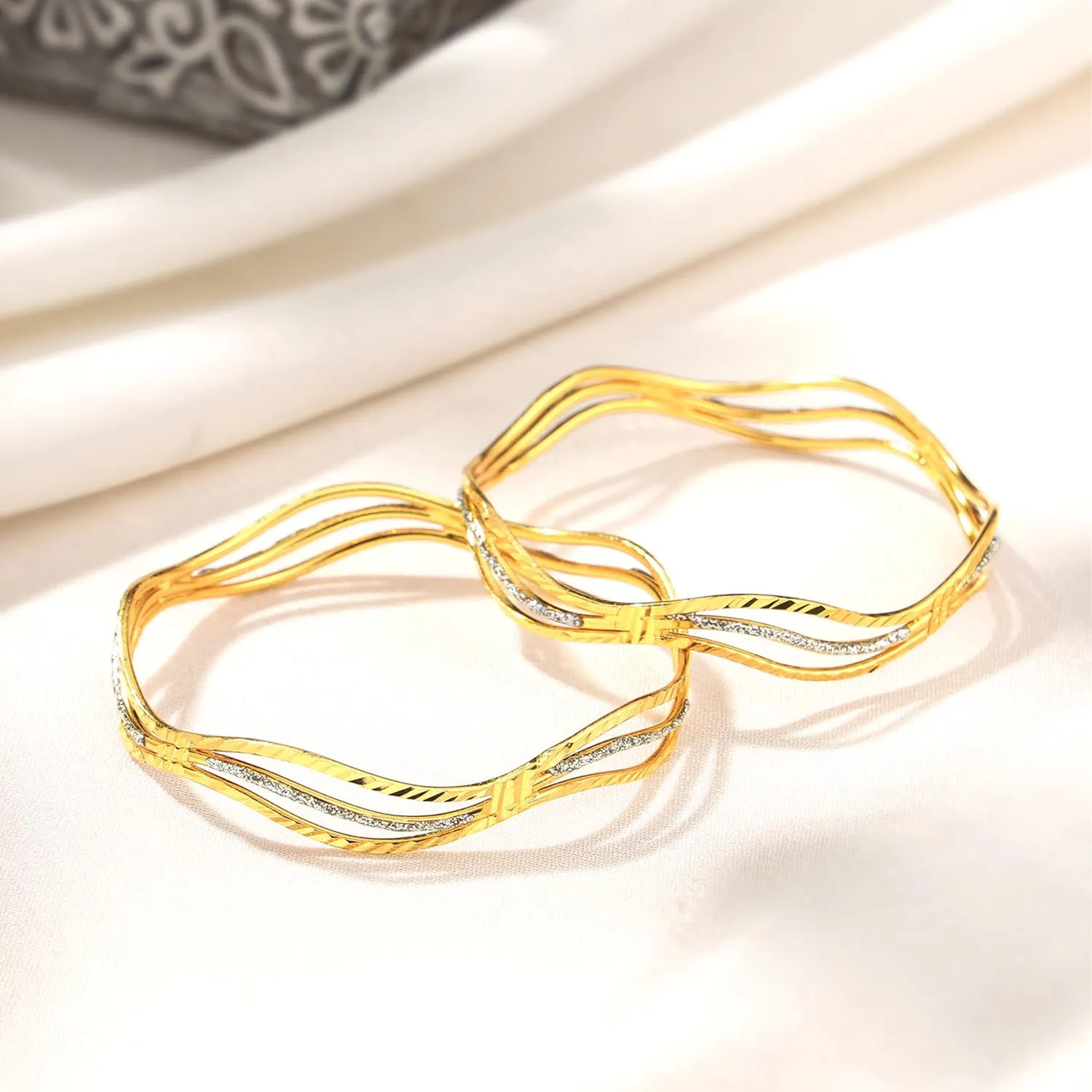 Yellow Chimes Bangles for Women 2 PCS Golden Bangles Gold Plated Traditional Bangles for Women and Girls | Birthday Gift For Girls and Women Anniversary Gift for Wife