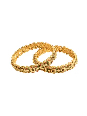 Yellow Chimes Bangles for Women & Girls | Women's Golden Traditional Bangles Set | Ethnic Gold Plated Temple Bangles | Hand Accessories for Women | Birthday Gift For Women Anniversary Gift for Wife