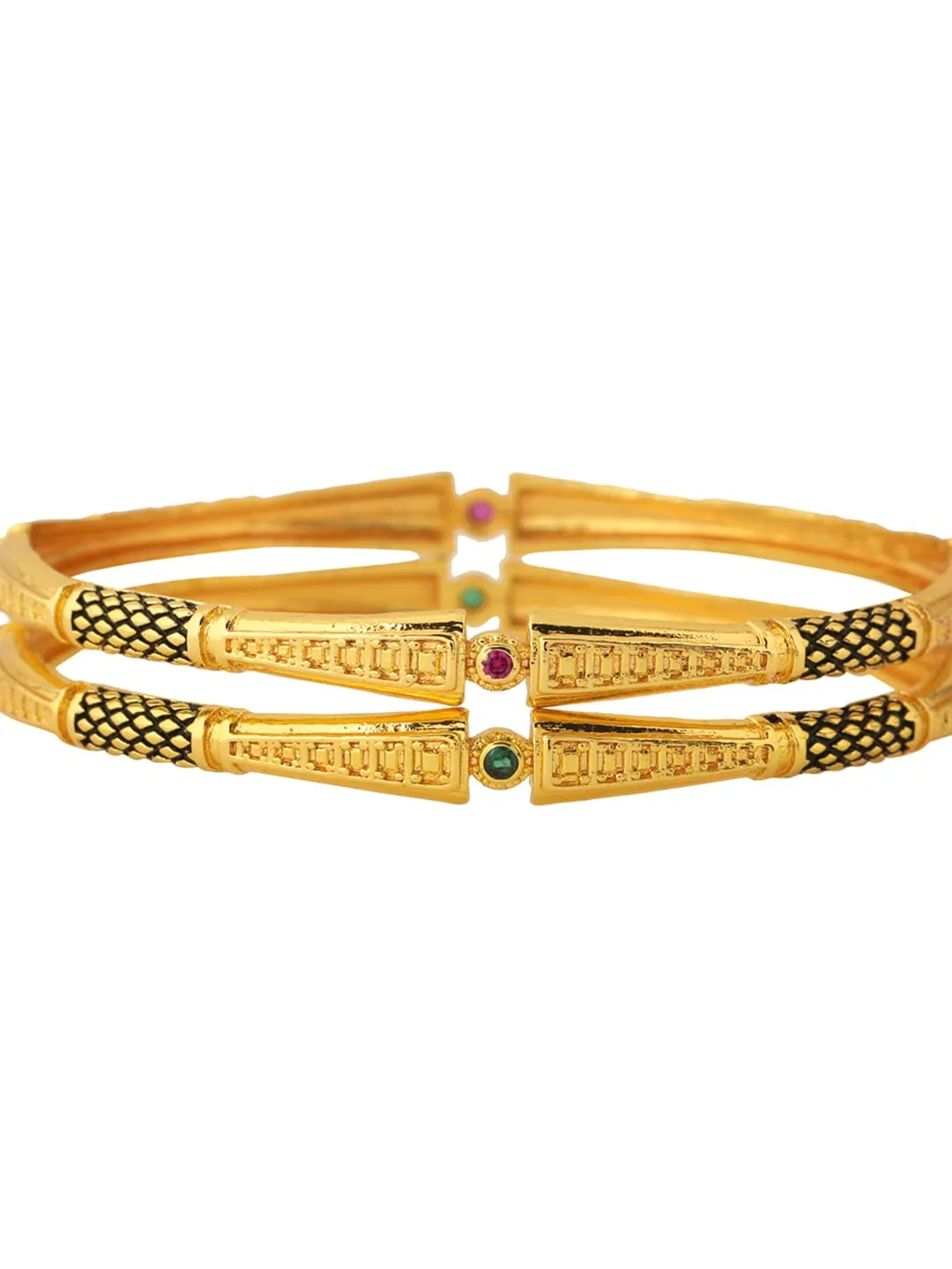 Yellow Chimes Bangles for Women Gold Toned Meenakari Touch Traditional Bangles for Women and Girls