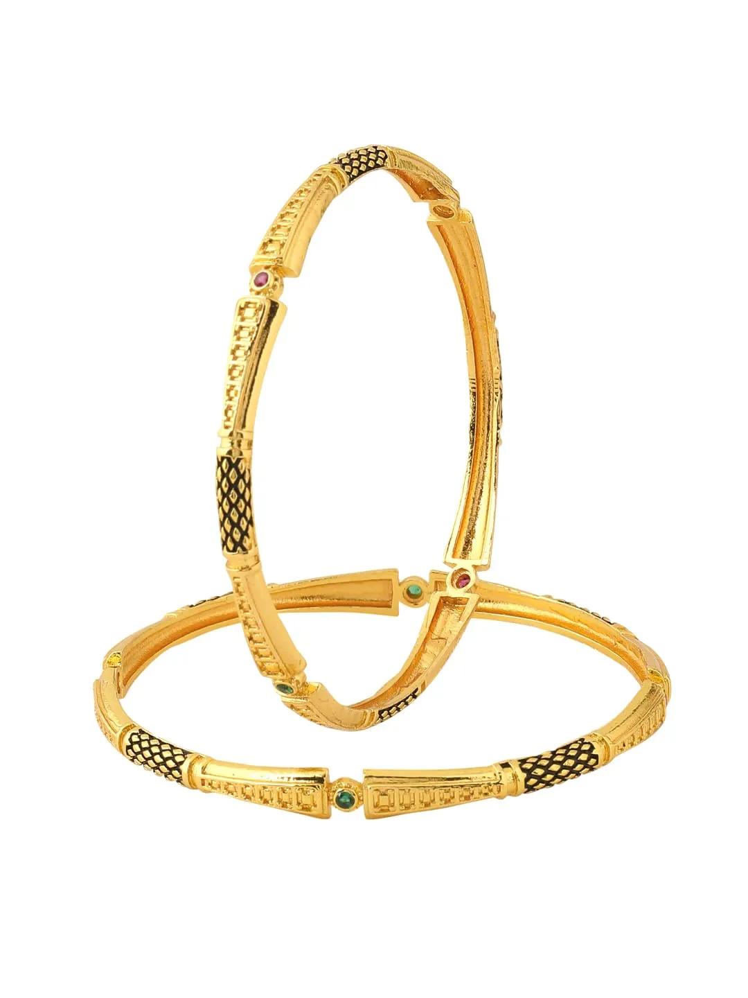 Yellow Chimes Bangles for Women Gold Toned Meenakari Touch Traditional Bangles for Women and Girls