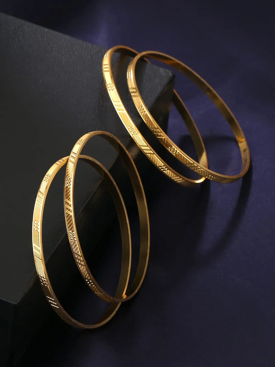 Yellow Chimes Bangles for Women Gold Toned Set of 4 Pcs Dialy Wear Bangles for Women and Girls