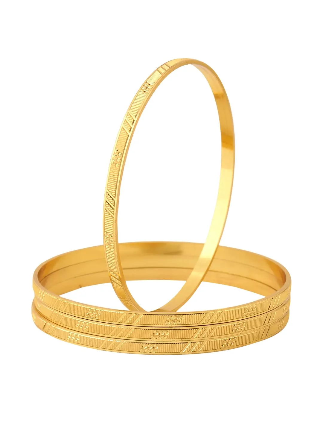 Yellow Chimes Bangles for Women Gold Toned Set of 4 Pcs Dialy Wear Bangles for Women and Girls