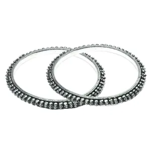 Yellow Chimes Oxidised Bangles for Women Silver Oxidised Bangles Traditional Rajwada Style Silver Bangles Set for Women and Girls.