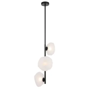 Zeeca 3 Light Vertical Black with Frost Textured Glass Contemporary Pendant